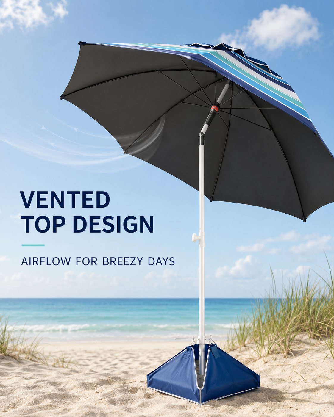 8 Ft plážový slunečník s pískovou kotvou a sandbagem