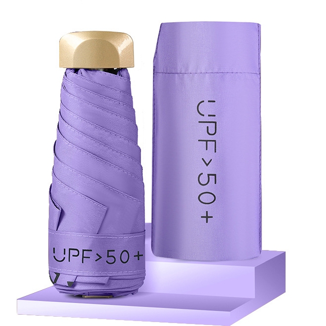 Ultrakompaktní mini skládací deštník UPF 50+ s černou UV vrstvou pro slunce a déšť
